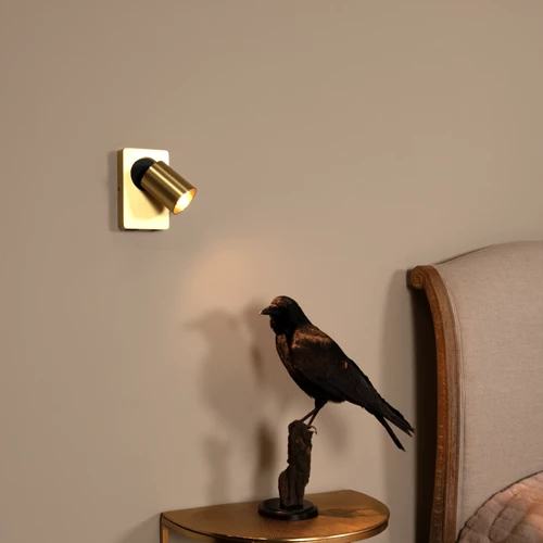 Lucide NIGEL - Bedside lamp / Wall light - LED Dim to warm - GU10 - 1x5W 2200K/3000K - With USB charging point - Matt Gold / Brass - atmosphere 1